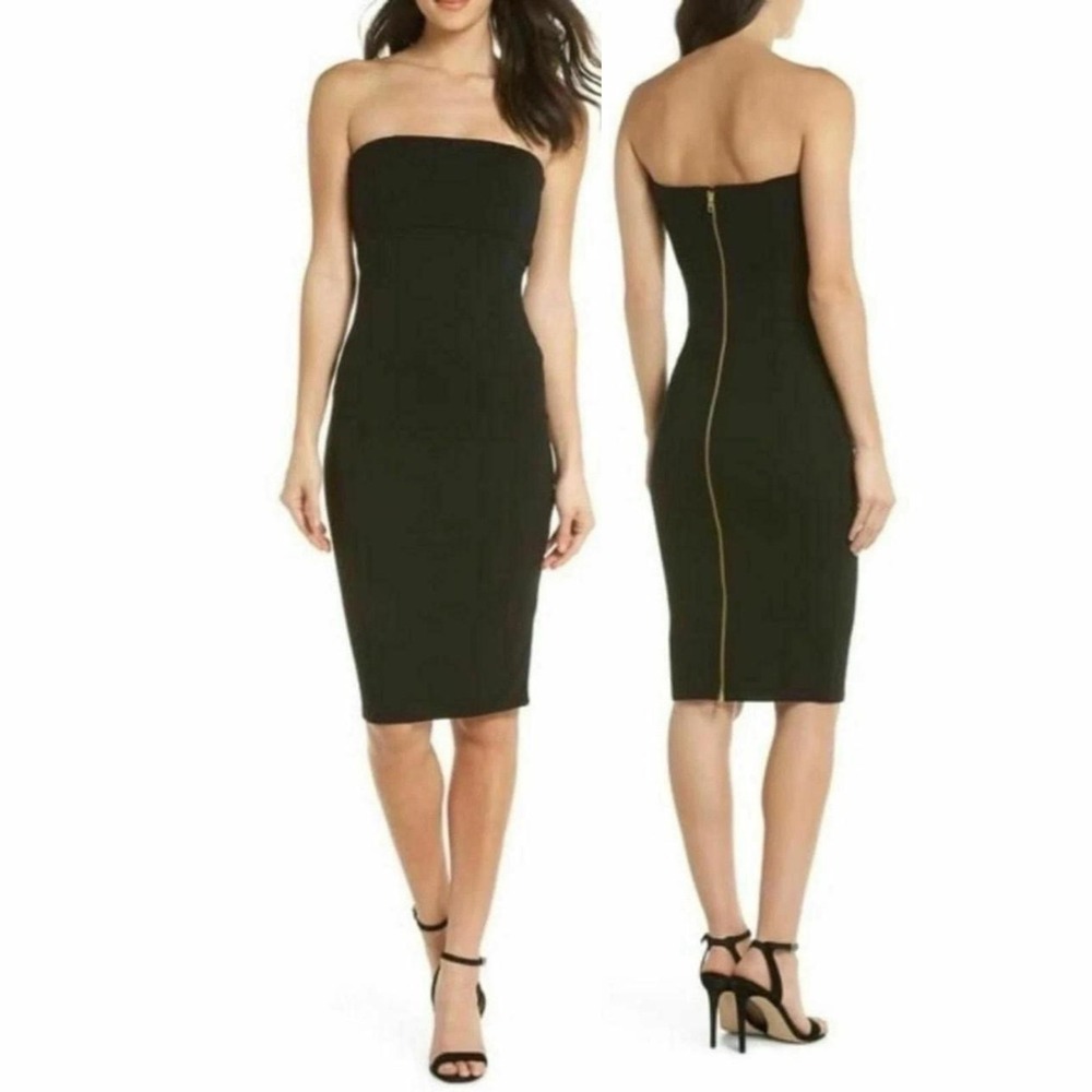 Felicity & Coco Black Strapless Sheath Dress XS | Y2K Bodycon LBD Going Out
